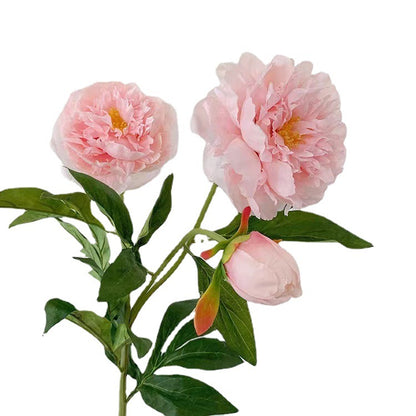 Elegant European-Style Single Stem 3-Head Peony and Peony Artificial Flowers for Home, Wedding Decoration, Photography, Floral Arrangements, and Stylish Display