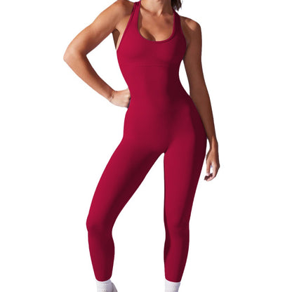 Women's Sleeveless Jumpsuit Yoga Set All in One High Performance Stretchy Fitness Wear for Running and Workout