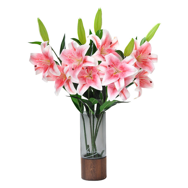 Stunning 3-Head Artificial Lily Flowers - Scented Touch for Home Décor, Perfect for Wedding Decorations and Event Styling