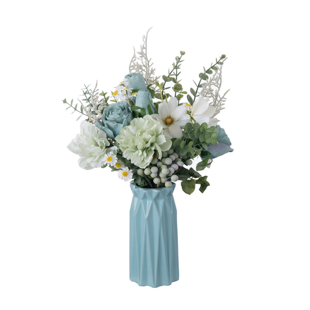 Stunning Faux Flower Bouquet & Wall Decor with Mountain & Water Landscape Design – Perfect for Weddings & Special Events | Realistic Roses CF01460