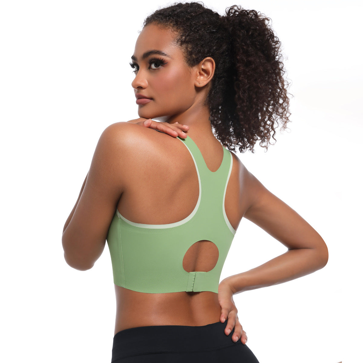 Seamless Double Layer Sports Bra for Women Fixed Cup Yoga Fitness Top with Beautiful Back Design for Comfort and Style