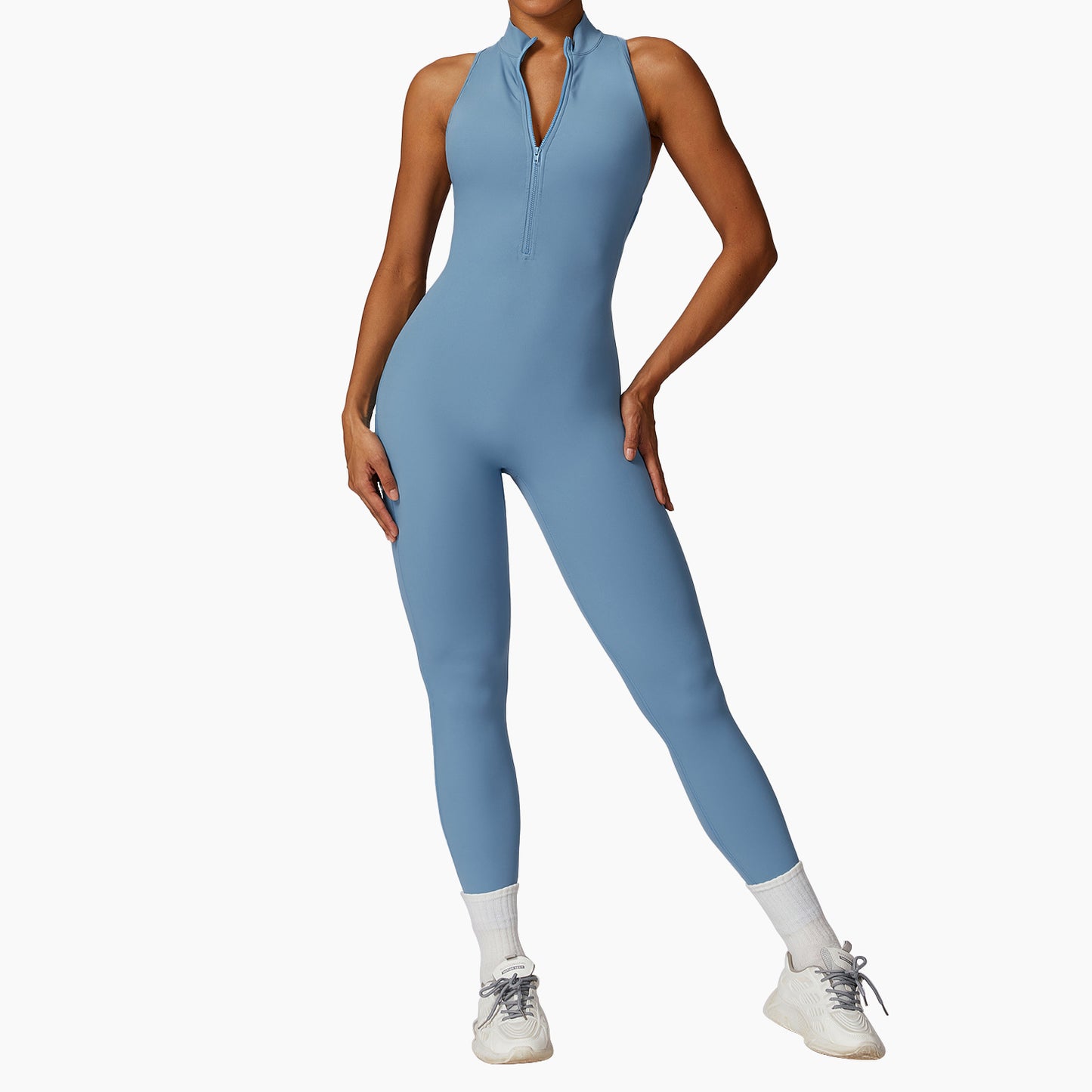 Quick Dry Zip Up Racerback Yoga Bodysuit for High Intensity Fitness Ultra Stretchy and Breathable Workout Gear 8534