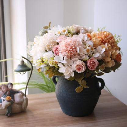 Autumn-Inspired Artificial Daisy and Onion Ball Rose Hydrangea Silk Flowers - Perfect for Home Décor, Weddings, and Photography Props