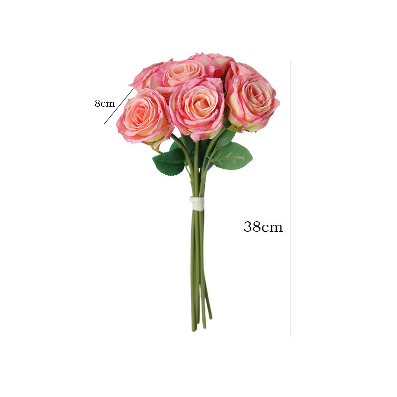 7-Head Artificial Rose Bouquet for Home Decor - Perfect for Photography Props, Wedding Aisle Decorations, and Bridal Bouquets - Lifelike Faux Flowers that Enhance Any Setting