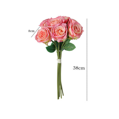 7-Head Artificial Rose Bouquet for Home Decor - Perfect for Photography Props, Wedding Aisle Decorations, and Bridal Bouquets - Lifelike Faux Flowers that Enhance Any Setting