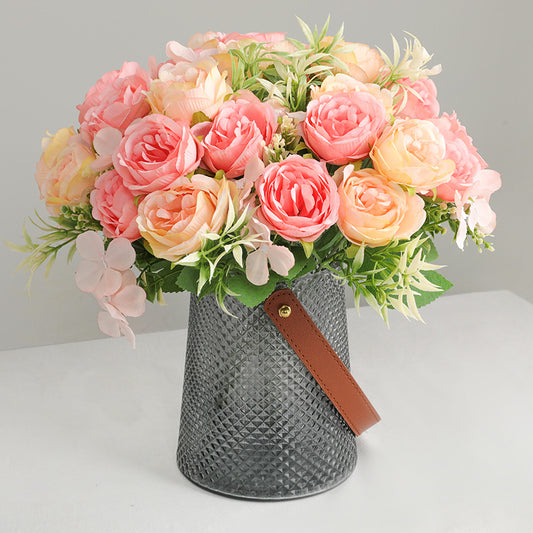 Elegant Faux Peony and Rose Flower Gift Box Décor – Stylish Korean-Style Home Accent for Living Room and Special Occasions