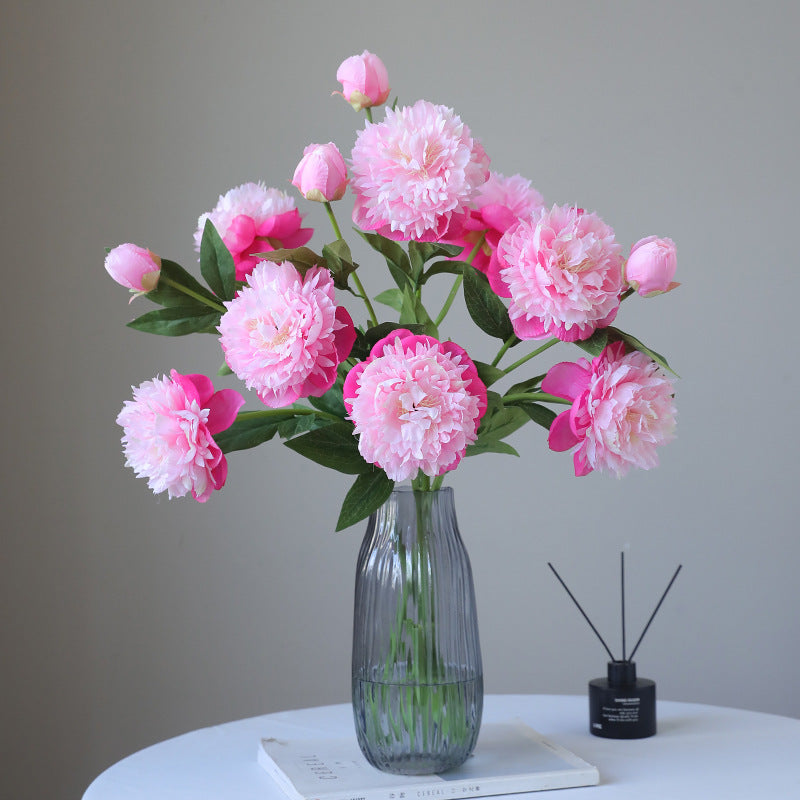 High-Quality Artificial Peony Flower Arrangement - Realistic Faux Lotus and Peony Floral Decor for Home Interiors and Model Rooms