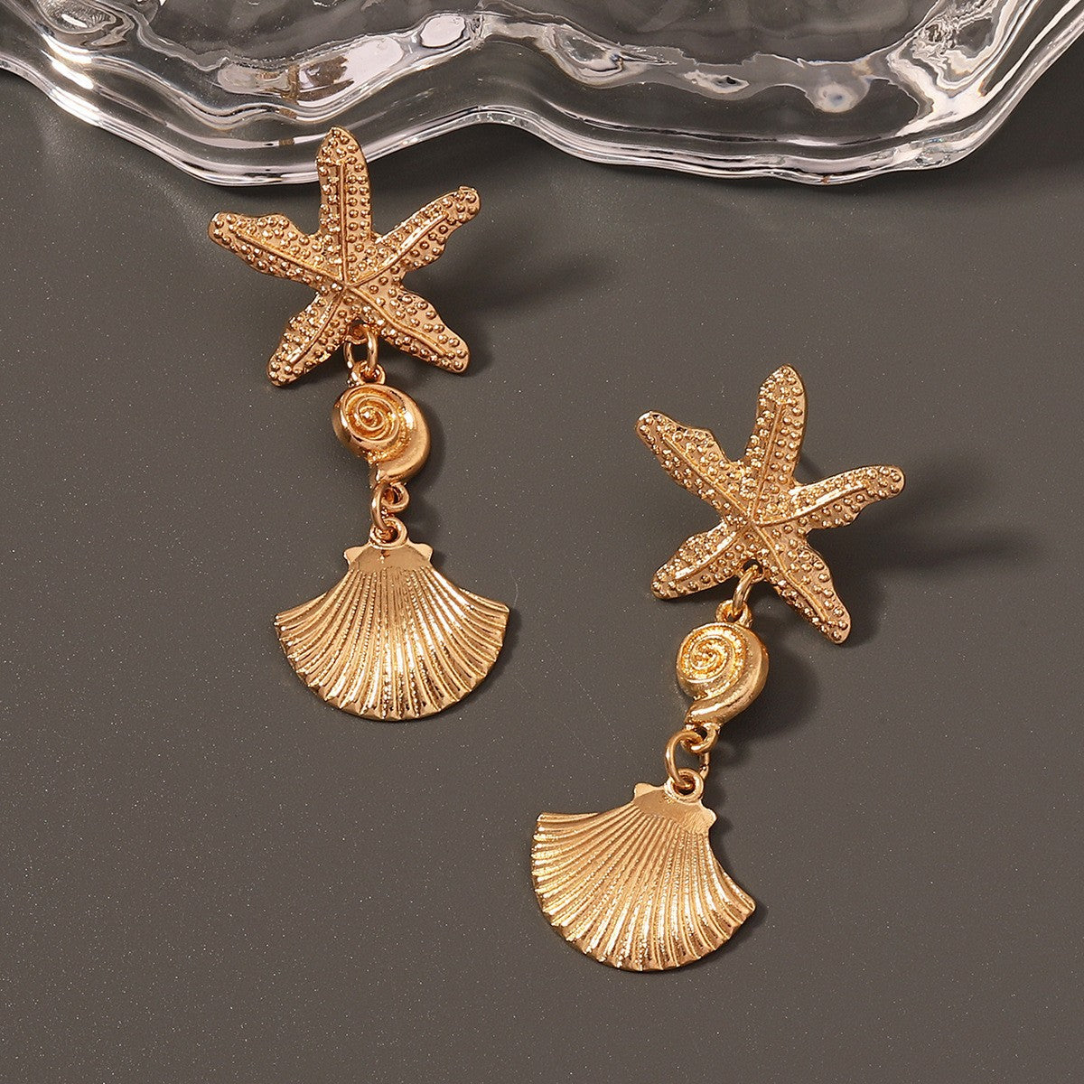 Stylish Hollow Design With Rhinestones and 3D Seahorse & Starfish Earrings - Vintage-Inspired Faux Pearl Drop Earrings - Perfect for Any Occasion!