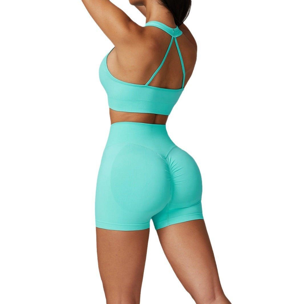 Women's Seamless Outdoor Sports Yoga Set Quick Dry Backless Fitness Apparel for a Slim Look for Active Lifestyles