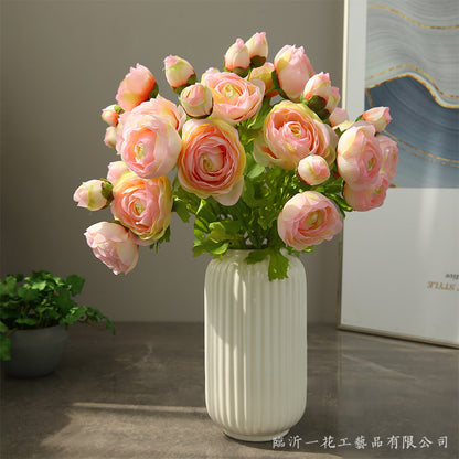 Stunning Realistic Faux Tea Rose Bouquet - Modern Minimalist Decorative Artificial Flowers for Home Décor and Photography Props