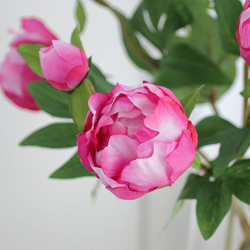 Stunning Double-Head Peony Soap Flower Bouquet - Realistic White Silk Flowers for Elegant Dining Room DIY Decor