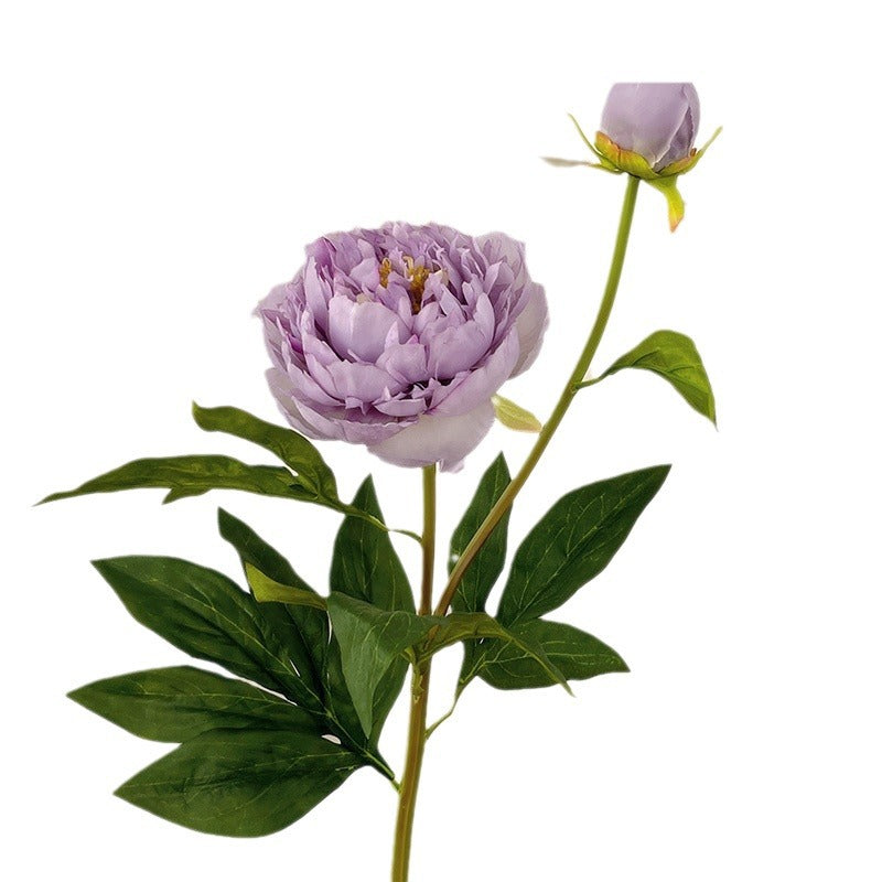 Double-Headed Peony and Medicinal Herb Silk Flower Bouquet - Lifelike Faux Floral Arrangement for Stunning Home Décor, Perfect for Living Room Centerpieces and Floral Art Displays