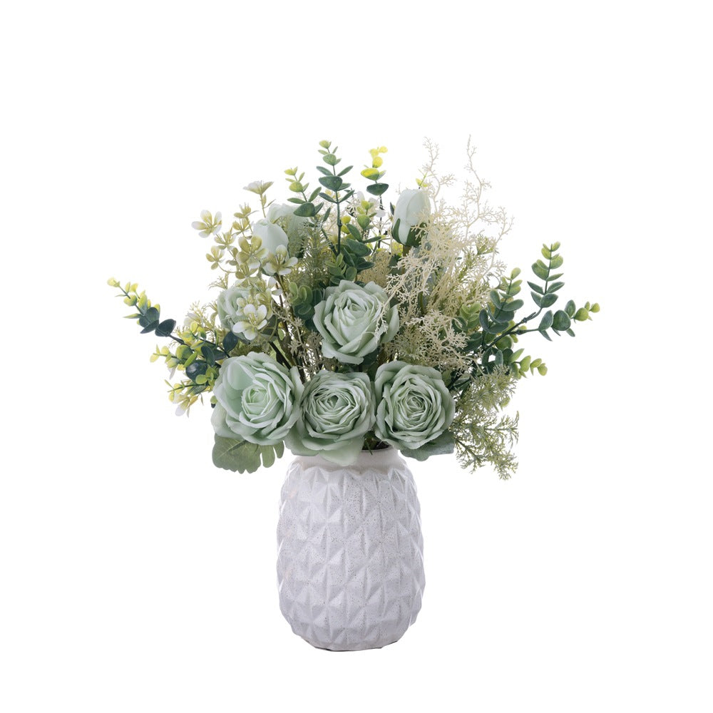 Realistic INS Style Ice Heart Rose Bouquet - Elegant Faux Flower Arrangement with Lush Greenery - Perfect for Home Decor, Weddings, and Gift Giving - Model YC1035