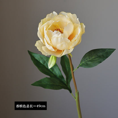 Artificial Single Stem French Peony - Realistic Faux Flower for Home Decor, Living Room Arrangement, and Garden Design