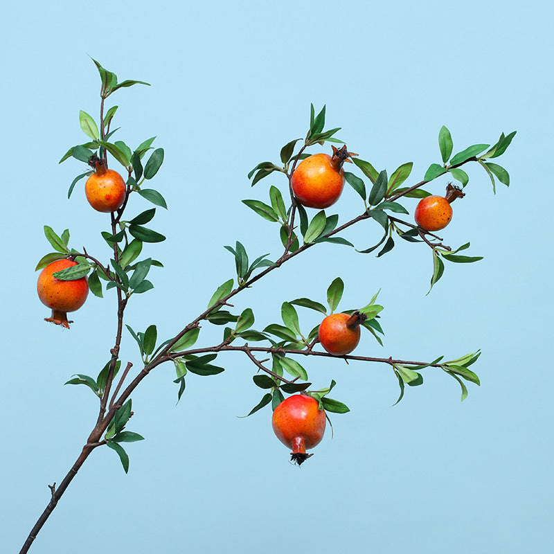 Realistic Pomegranate Fake Flowers with Berries - Perfect Home and Hotel Soft Decoration for New Year Celebrations