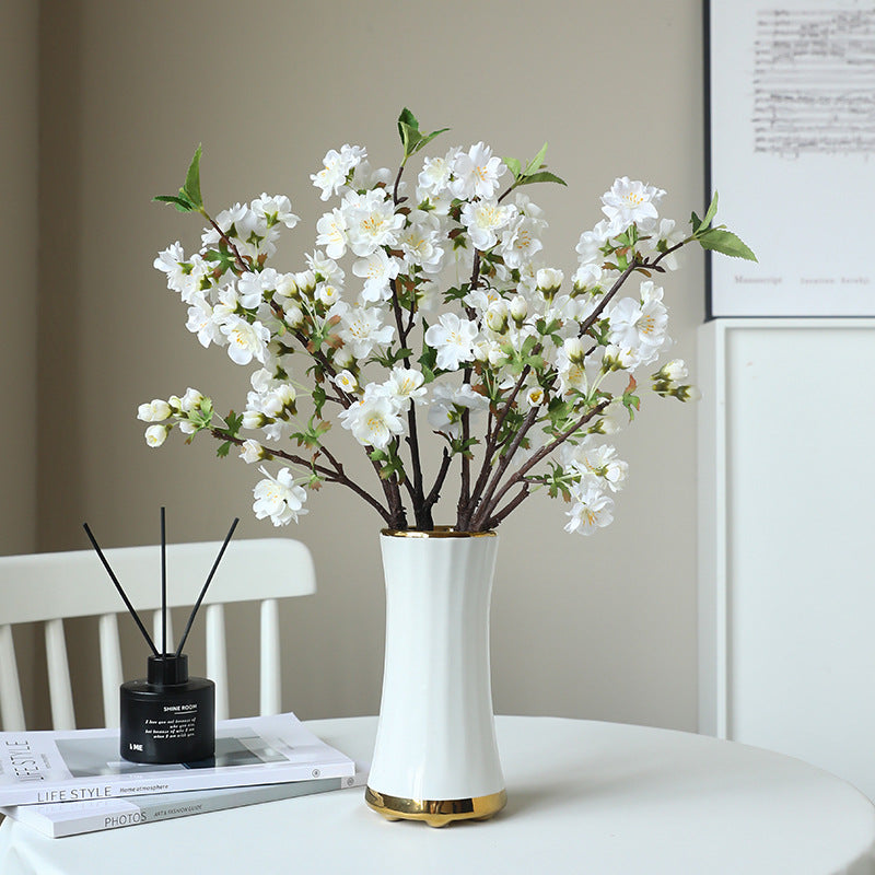 Charming Nordic Style Artificial Cherry Blossom Branches - Soft, Flexible Foam Decor for Home, Living Room, and Wedding Events