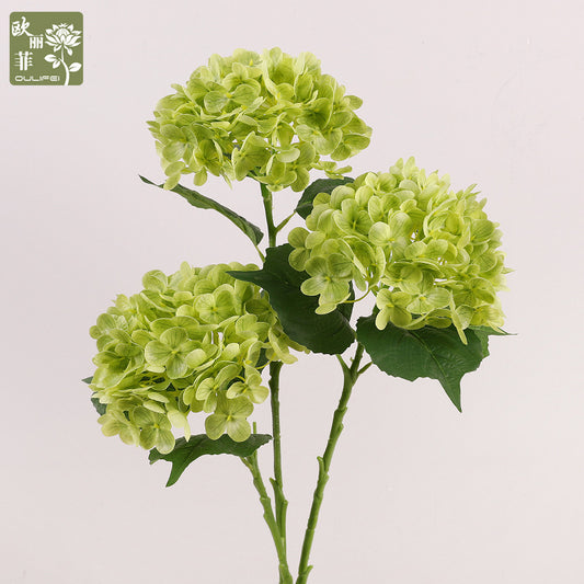 Realistic Small Branch Hand-Finished Hydrangea Stem - Elegant Faux Floral Arrangement for Home Decor, Photography Props, and Living Room Accents