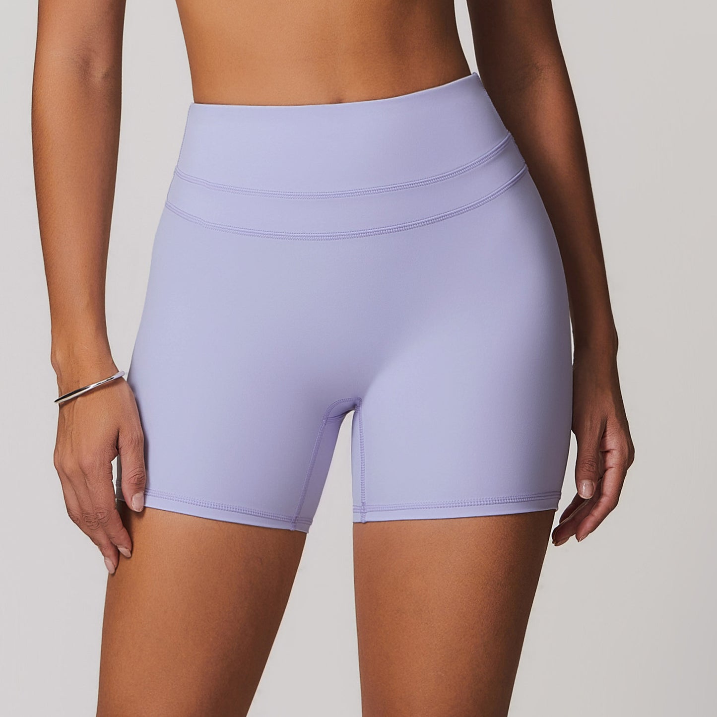 High Waisted Peach Lift Yoga Shorts Stretchy Soft Fabric Moisture Wicking for Running and Gym Workouts Model 8863