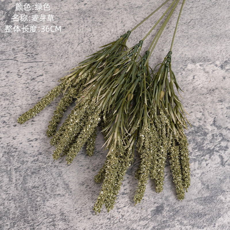 Realistic Faux Flower Craft - Green Barley Grass Plant for Wedding Decorations | Trendy INS Style - Model MW66782