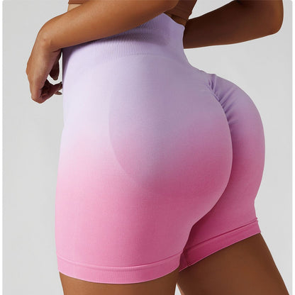 Seamless High Waisted Yoga Shorts for Women Breathable Peach Gradient Compression Bottoms for Running Fitness Working Out