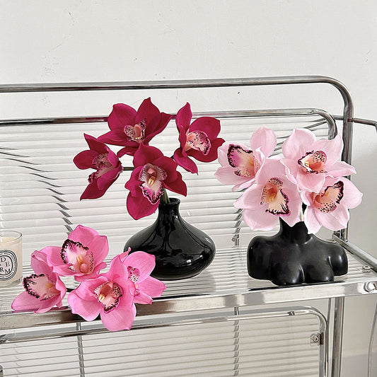 Realistic Touch Orchid Bouquet - Moisture-Resistant Faux Flowers for Home and Living Room Decor - Stunning Decorative Piece for Any Space