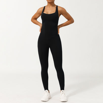 Adjustable Strap Yoga Bodysuit Women's Fitness Jumpsuit for Shaping and Support for Yoga and Workouts