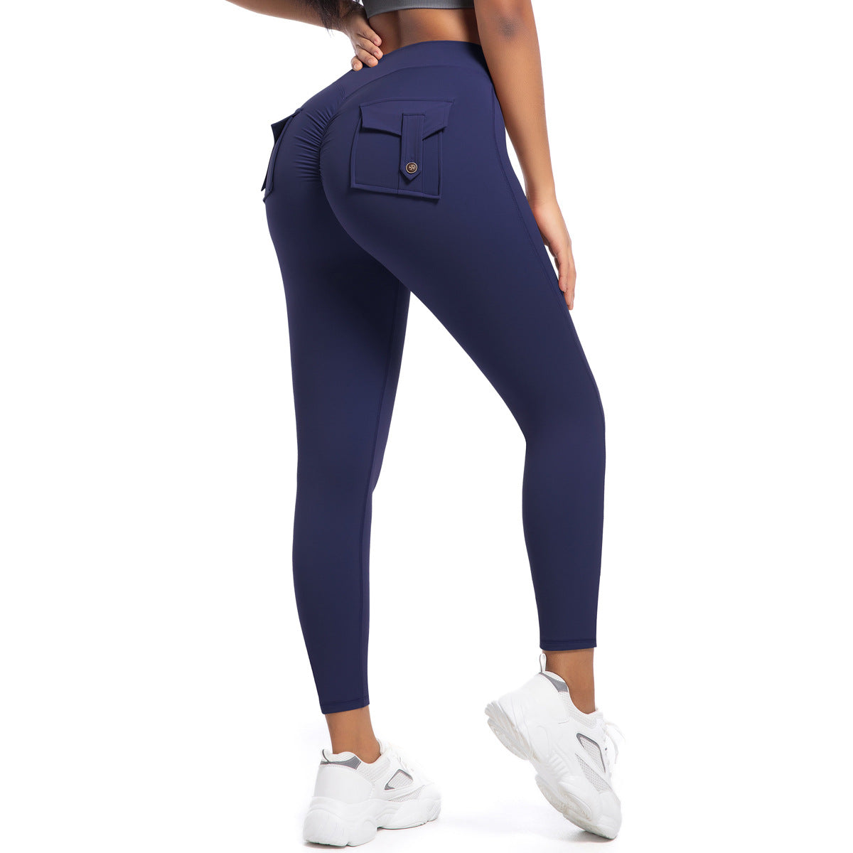 High Waisted Peach Butt Yoga Pants with Functional Pockets for Outdoor Running Stretchy and Cargo Leggings for Maximum Comfort