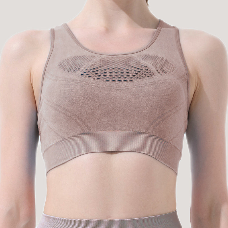 High Performance Women's Mesh Hollow Lightweight Breathable Sports Bra Luxurious Summer Yoga Top with Comfort and Style