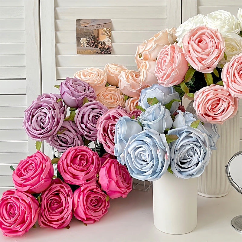 7-Piece Royal Princess Faux Rose Flower Bouquet Set - DIY Wedding Floral Arrangement for Stunning Home Decor and Elegant Centerpieces