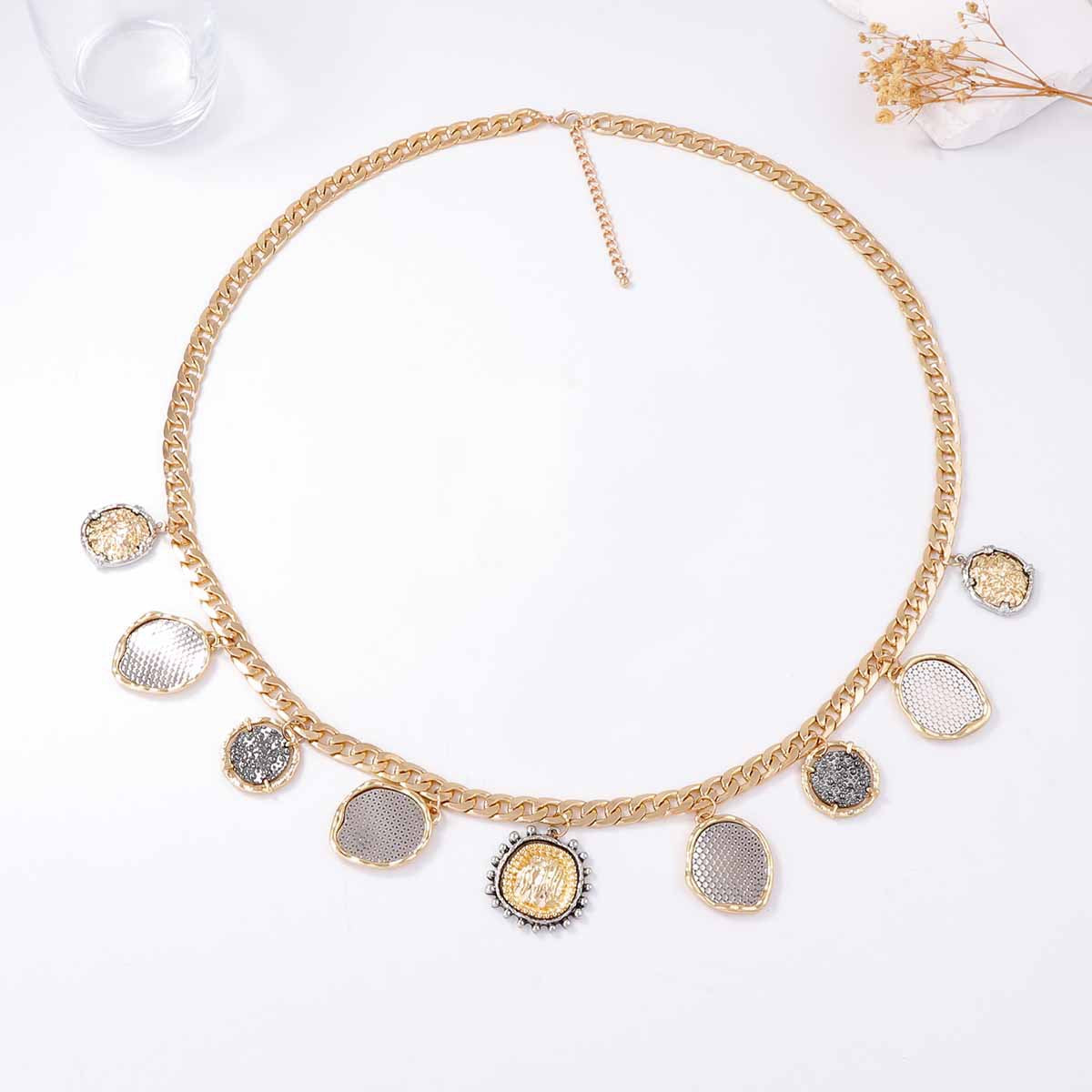 Stylish Minimalist Alloy Body Chain with Geometric Coin Pendant - Perfect for Casual Outfits and Everyday Wear