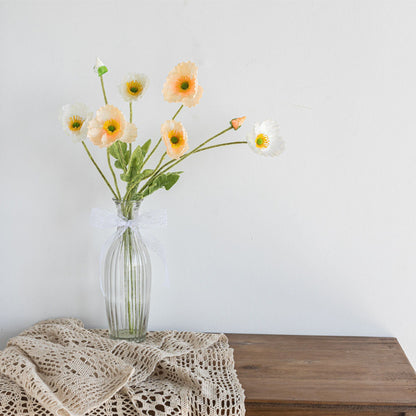 Soft Coral Peony Flower Faux Floral Arrangement in Elegant Glass Vase for Home Décor and Fashion Boutique Styling