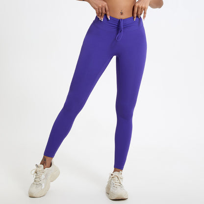 High Waisted Drawstring Yoga Leggings for Women for Outdoor Running Fitness and Butt Lifting Support