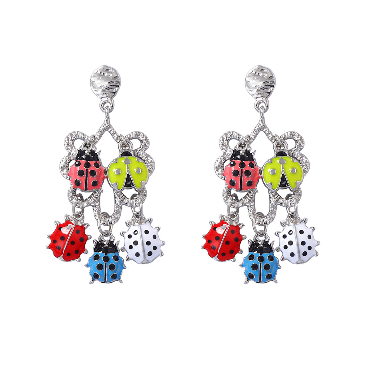 Unique Creative Alloy Drip Oil Ladybug Tassel Drop Earrings for Women - Versatile, Stylish, and Perfect for Casual Outfits