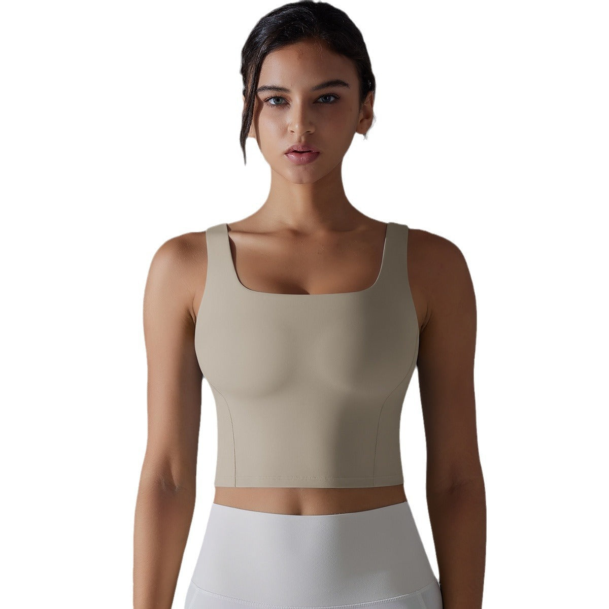 Seamless Built In Bra Yoga Top for Women Sleeveless Back Sports Bra for Shock Absorption and Comfort during Workouts