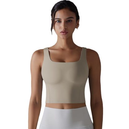 Seamless Built In Bra Yoga Top for Women Sleeveless Back Sports Bra for Shock Absorption and Comfort during Workouts