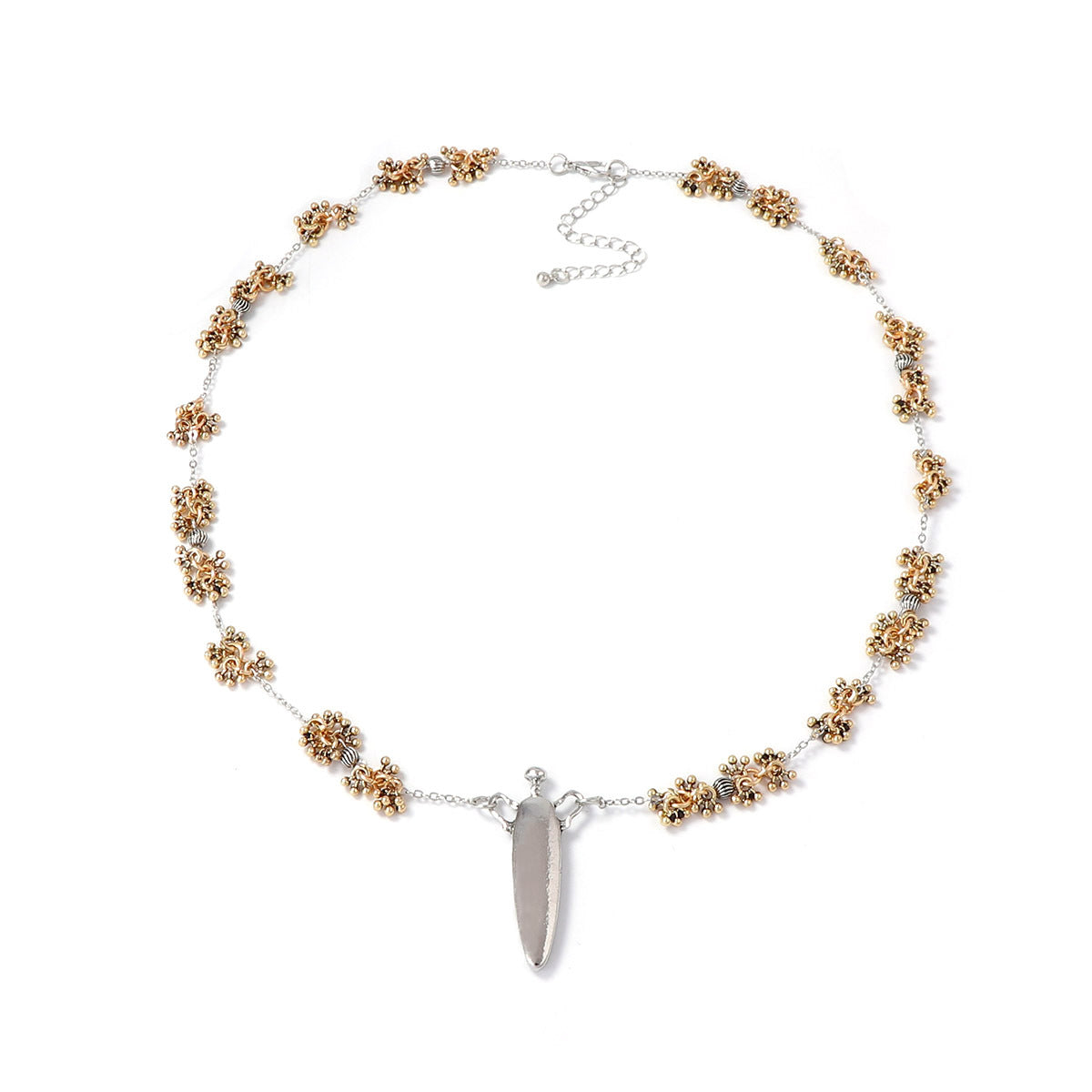 Chic Minimalist Alloy Water Drop Pendant Necklace with Unique Floral Chain – Perfect for Fall/Winter Women's Fashion