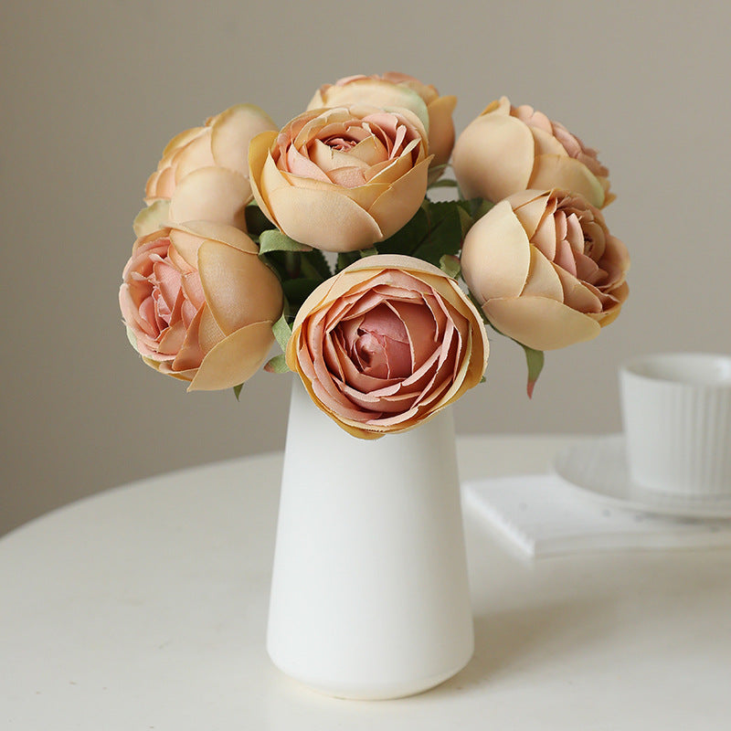 Realistic 7-Head Bouquet of Artificial Roses - Perfect for Home, Office, Weddings & Special Occasions - Stunning Faux Floral Decoration for Your Space