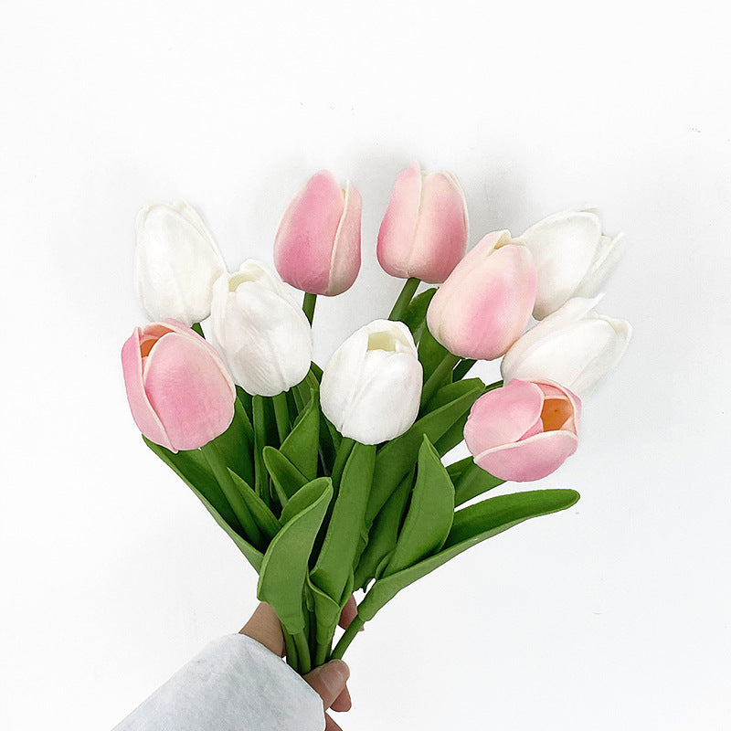 Realistic PU Mini Tulip Artificial Flower Bouquet - Perfect for Living Room Decoration, Dining Table Centerpiece, Photography Props, & Stunning Floral Arrangements