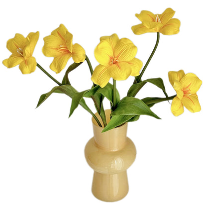 Realistic Brown PU Touch Tulip Artificial Flowers - Stunning Home Dining Table Decor, Elegant Floral Arrangements, Perfect for Photo Props and Soft Furnishings