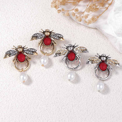 Stylish Vintage-Inspired Insect Water Drop Faux Pearl & Micro Pave Zircon Animal Earrings – Exquisite High-End Design for Women