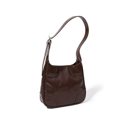 Vintage Inspired Chic Underarm Bag Exclusive Luxury Handbag in Grain Oiled Leather