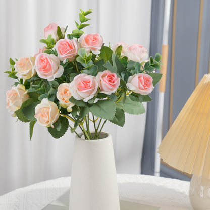 Stunning 11-Head Eucalyptus & Elegant Silk Rose Artificial Flowers for Home Décor, Wedding Photography Props, and Indoor Arrangements