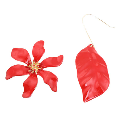 Trendy Oversized Floral and Leaf Drop Earrings with Sparkling Rhinestones – Chic & Versatile Earrings Inspired by High-End Fashion