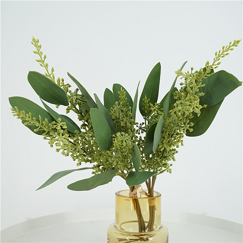 Nordic-Inspired Realistic Green Mini Eucalyptus Leaf Bundle - Perfect Home Décor Accent, Ideal for Floral Arrangements and Photography Props