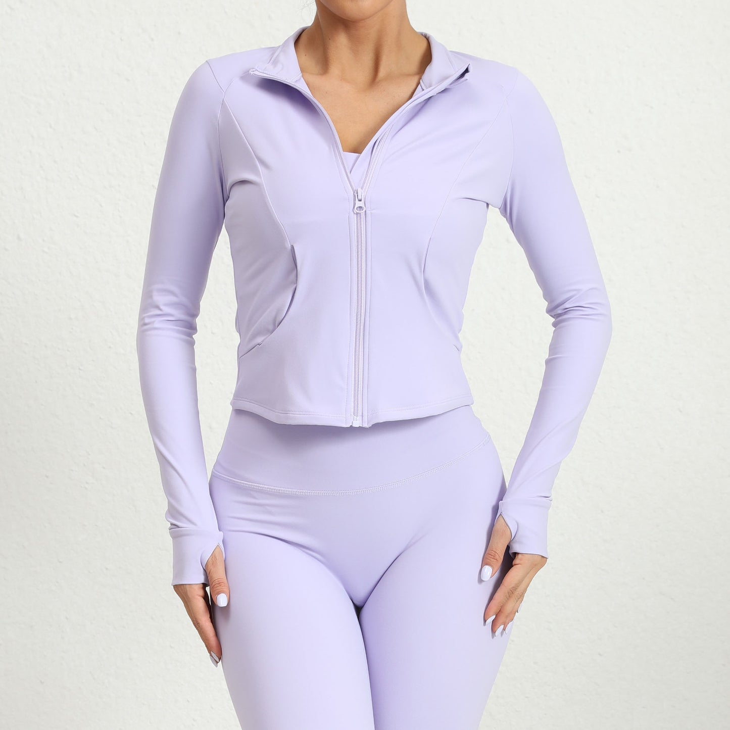 Women's Autumn and Winter Outdoor Running Yoga Jacket High Collar Zip Up Sports Top for Quick Dry Comfort and Body Hugging Fit