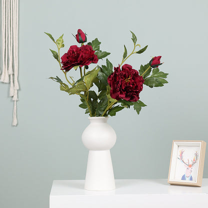 Realistic Faux Single-Stem Double-Headed Peony Flower for DIY Home Décor – Perfect for Living Rooms, Entryways, and Window Displays |  Silk Floral Arrangement