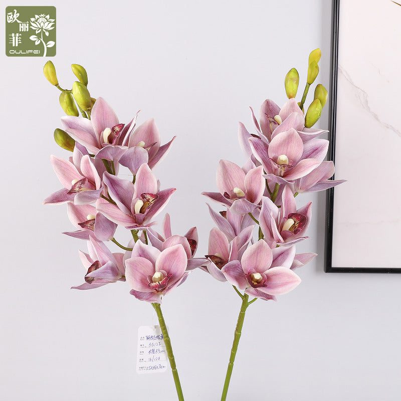 Realistic Single Stalk New Zealand Large Orchid - Perfect Indoor Decoration for Living Rooms, Wedding Celebrations, and Photography Prop