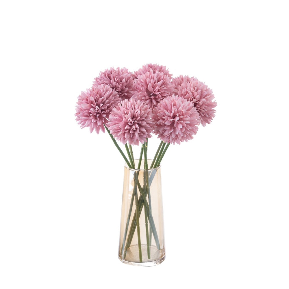 Vibrant Deep Pink Single Stem Dandelion Simulation Flower for Home Decor - Stunning Wedding Bouquet and Elegant Faux Rose Wall Arrangement | PJ1058