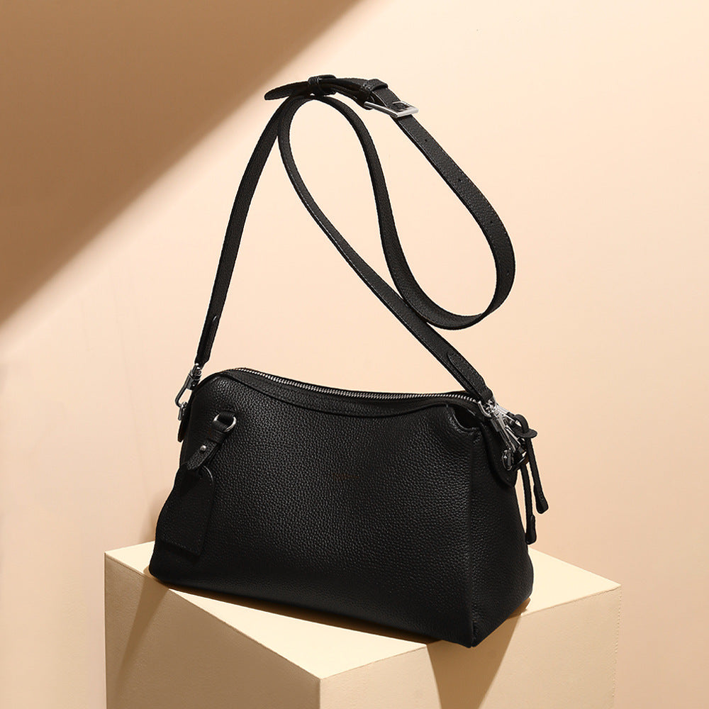 Grain Leather Pillow Bag Minimalist Design Versatile Handheld Shoulder Carry Spacious Capacity Authentic Leather Crossbody Bag for Everyday Use