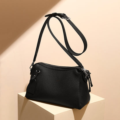 Grain Leather Pillow Bag Minimalist Design Versatile Handheld Shoulder Carry Spacious Capacity Authentic Leather Crossbody Bag for Everyday Use